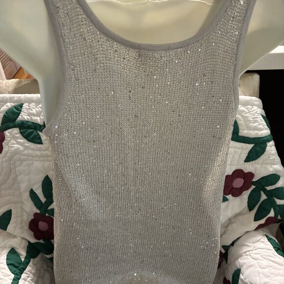 Silver sequin sleeveless tank top - size Small (generous cut), never worn - Picture 3 of 3